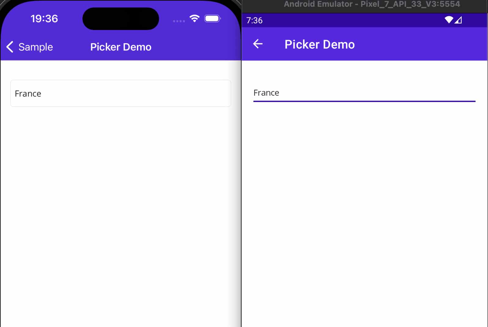 Display PickerPage with Default Style for Picker